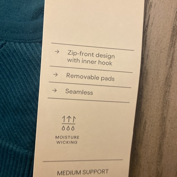 NWT All in Motion Women's Medium Support Zip-Front Seamless Bra Teal size XS - Picture 3 of 4